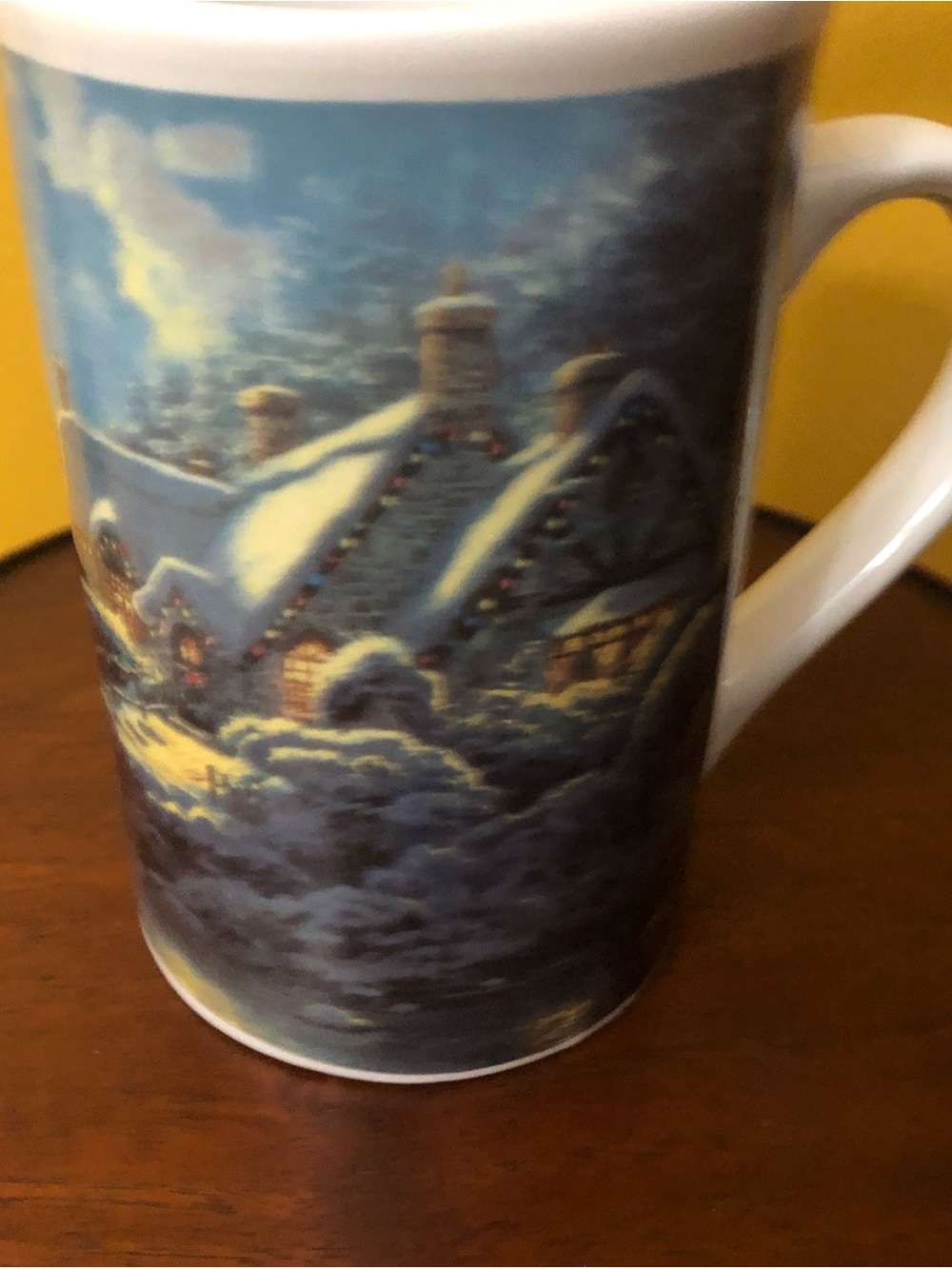 Thomas Kinkade Blue Christmas moon light Ceramic Mug